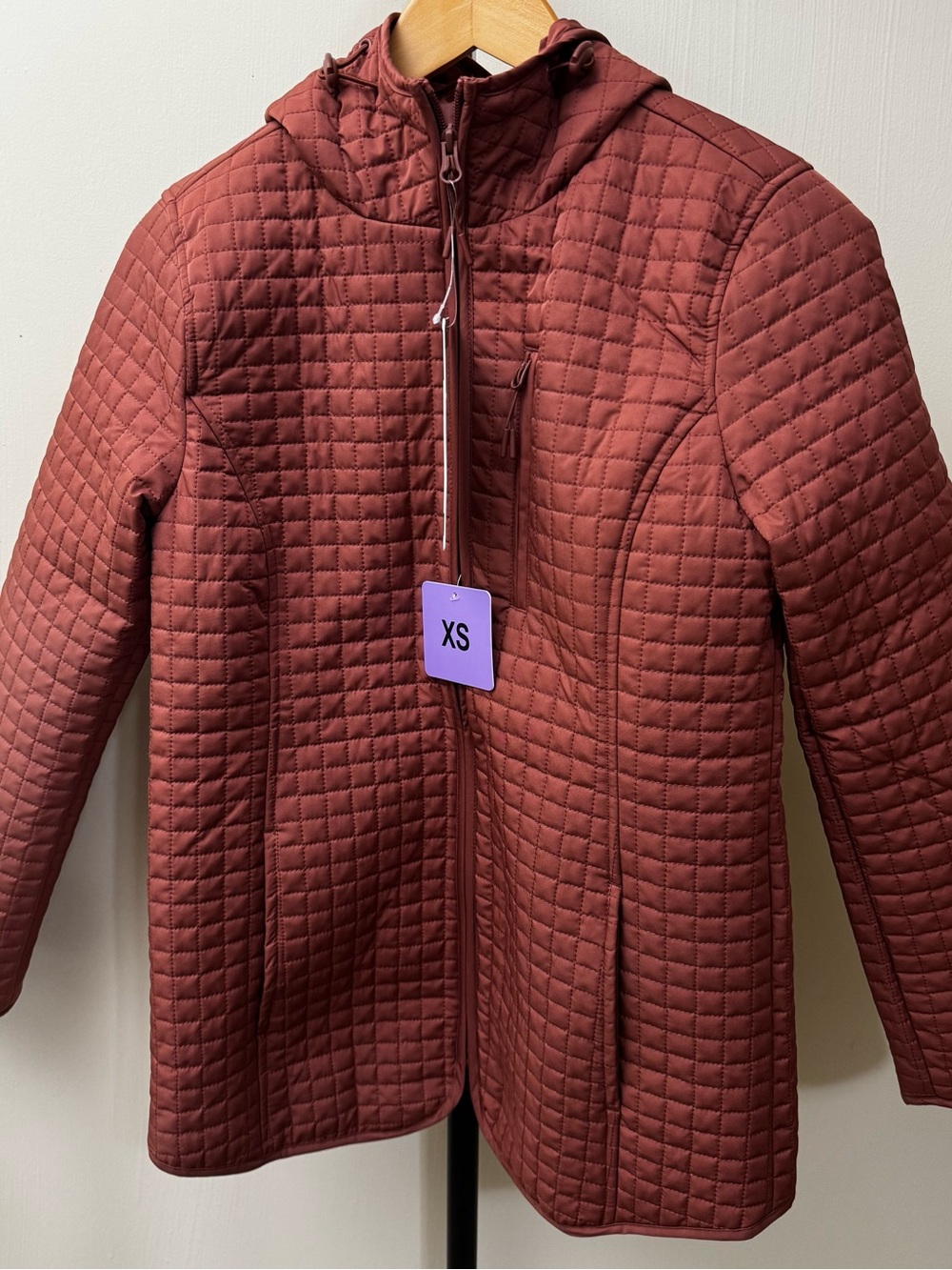 Lands’ End Quilted Hooded Jacket in Brick Red - XS